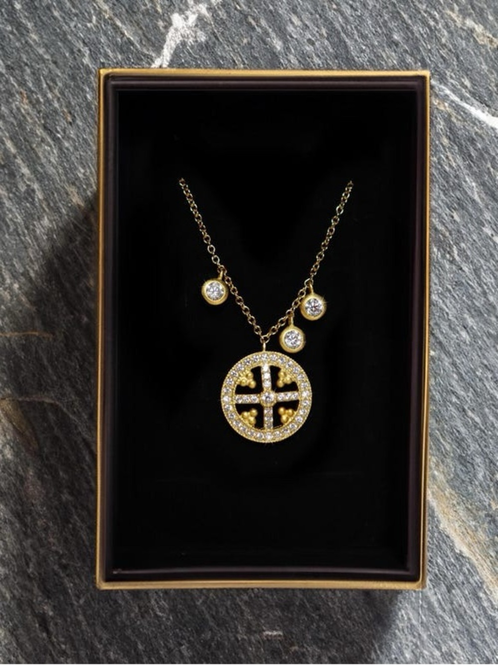 Gold-Plated Sterling Silver Necklace - Cross-Inspired – Sparkling Cubic Zirconi